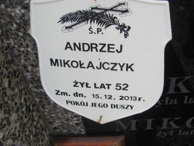 Andrzej Mikołajczyk 1961 Jasienica - Grobonet - Wyszukiwarka osób pochowanych
